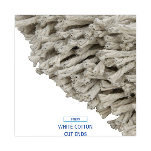 Cut-end Wet Mop Head, Cotton, No. 32, White, 12/carton