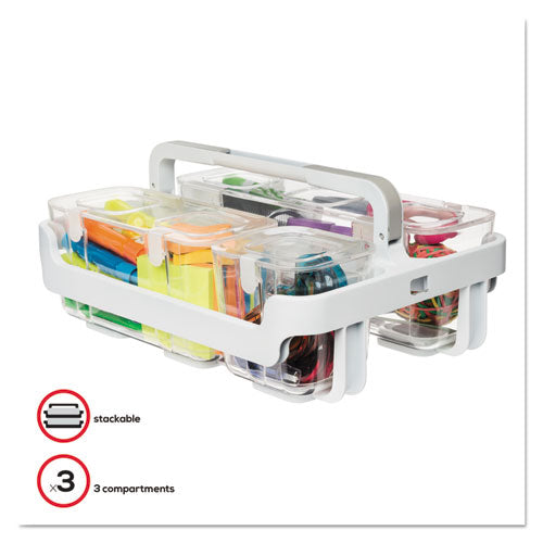 Stackable Caddy Organizer, Medium, Plastic, 8.8 X 4 X 4.38, White