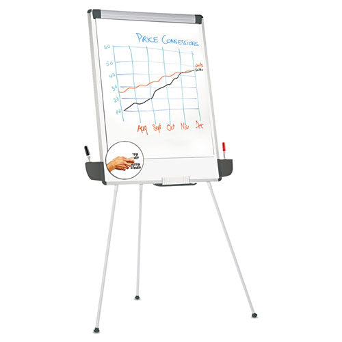 Dry Erase Board With Tripod Easel, 29 X 41, White Surface, Black Frame