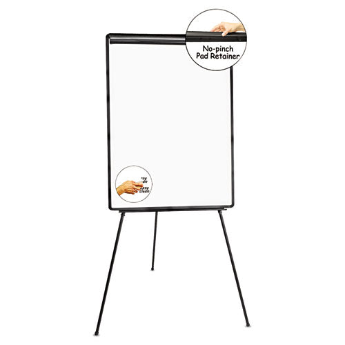 Dry Erase Board With Tripod Easel And Adjustable Pen Cups, 29 X 41, White Surface, Silver Frame