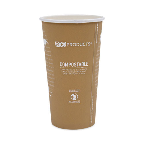 World Art Renewable And Compostable Hot Cups, 20 Oz, 50/pack, 20 Packs/carton