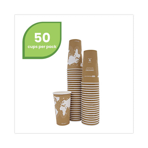 World Art Renewable And Compostable Hot Cups, 20 Oz, 50/pack, 20 Packs/carton