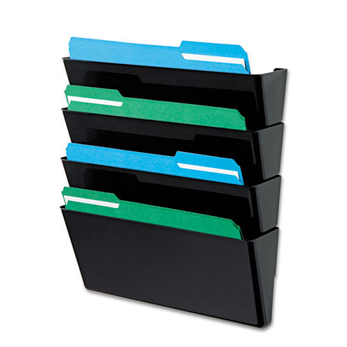 Docupocket Stackable Four-pocket Wall File, 4 Sections, Letter Size, 13" X 4", Smoke