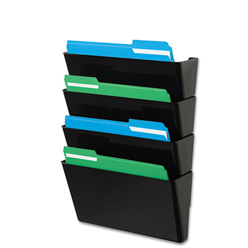 Docupocket Stackable Four-pocket Wall File, 4 Sections, Letter Size, 13" X 4", Smoke