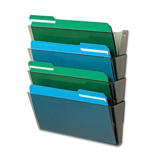 Docupocket Stackable Four-pocket Wall File, 4 Sections, Letter Size, 13" X 4", Smoke