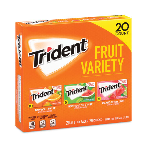Sugar-free Gum, Fruit Variety, 14 Pieces/pack, 20 Packs/box, Ships In 1-3 Business Days