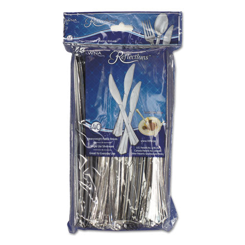 Heavyweight Plastic Forks, Reflections Design, Silver, 600/carton
