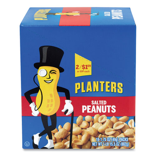 Salted Peanuts, 1.75 Oz Pack, 18 Packs/box, Ships In 1-3 Business Days