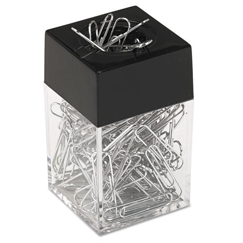 Paper Clips With (1) Magnetic-top Desktop Dispenser, #2, Smooth, Silver, 100 Clips/pack, 12 Packs/box