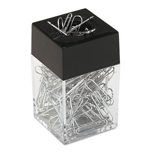 Paper Clips With (1) Magnetic-top Desktop Dispenser, #2, Smooth, Silver, 100 Clips/pack, 12 Packs/box