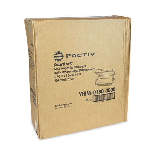 SmartLock Foam Hinged Lid Container, Medium, 8.75 x 5.5 x 3, White, 220/Carton SmartLock Foam Hinged Lid Container, Medium, 8.75 x 5.5 x 3, White, 220/Carton