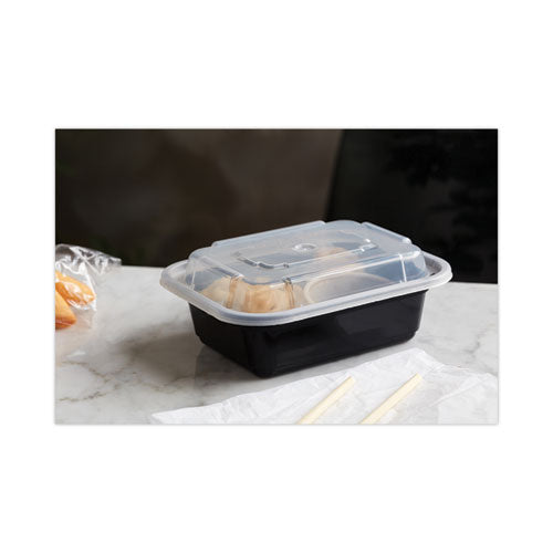 Newspring Versatainer Microwavable Containers, 12 Oz, 4.5 X 5.5 X 1.75, Black/clear, Plastic, 150/carton