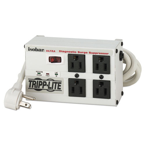 Isobar Surge Protector, 6 Ac Outlets, 6 Ft Cord, 3,330 J, Light Gray