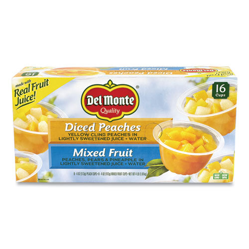 Diced Peaches And Mixed Fruit Cups, 4 Oz Cups, 16 Cups/box, Ships In 1-3 Business Days