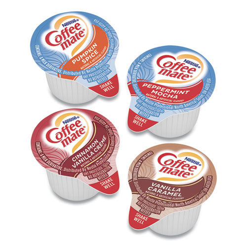 Liquid Coffee Creamer, Cinnamon/peppermint/pumpkin/vanilla, 0.38oz Mini Cups, 50/pk,4 Pk/ct, Ships In 1-3 Business Days