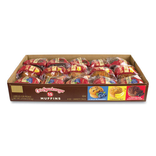 Muffins Variety Pack, Assorted Flavors, 4 Oz Pack, 15 Packs/box, Ships In 1-3 Business Days