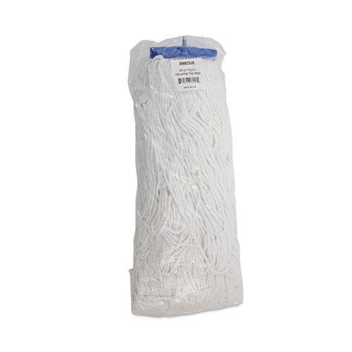 Cut-end Lie-flat Wet Mop Head, Rayon, 24oz, White, 12/carton