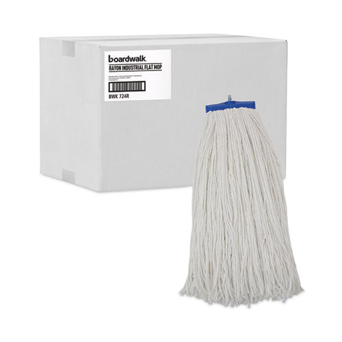 Cut-end Lie-flat Wet Mop Head, Rayon, 24oz, White, 12/carton