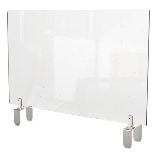 Clear Partition Extender With Attached Clamp, 42 X 3.88 X 18, Thermoplastic Sheeting