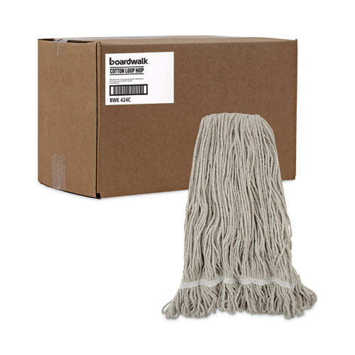 Pro Loop Web/tailband Wet Mop Head, Cotton, 24oz, White, 12/carton