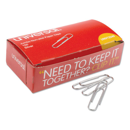 Paper Clips, Jumbo, Smooth, Silver, 100 Clips/box, 10 Boxes/pack