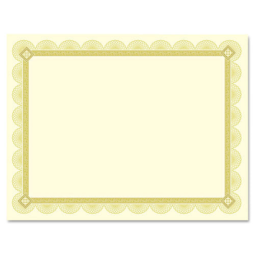Premium Certificates, 8.5 X 11, Ivory/gold With Spiro Gold Foil Border,15/pack