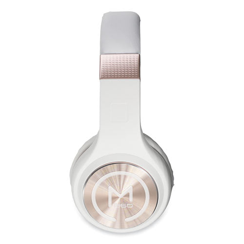 Serenity Stereo Wireless Headphones With Microphone, 3 Ft Cord, White/rose Gold