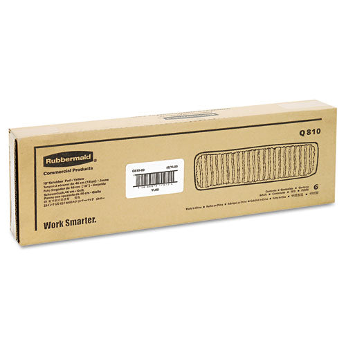 Microfiber Scrubber Pad, Vertical Polyprolene Stripes, 18", Yellow, 6/carton