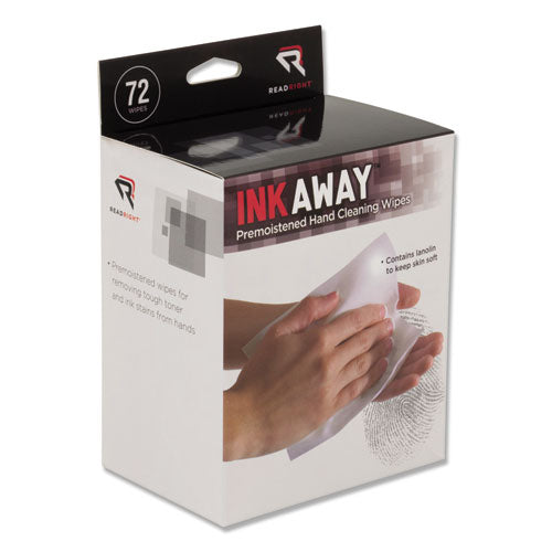 Ink Away Hand Cleaning Pads, Cloth, 5 X 7, White, 72/pack