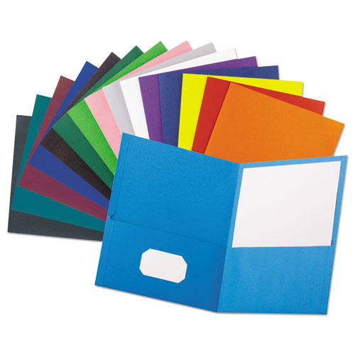 Leatherette Two Pocket Portfolio, 8.5 X 11, Blue/blue, 10/pack