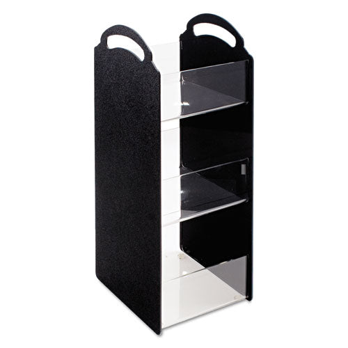 Compact Condiment Organizer, 6 Compartments, 6.13 X 8 X 18, Black