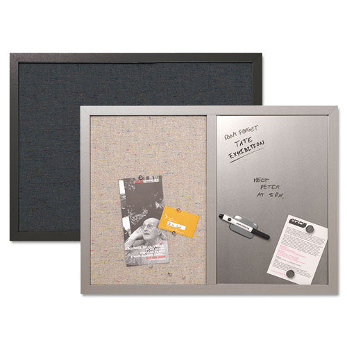 Designer Fabric Bulletin Board, 24 X 18, Black Surface, Black Mdf Wood Frame