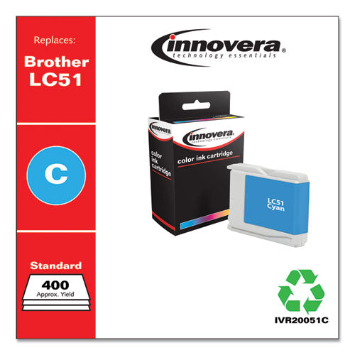 Remanufactured Cyan Ink, Replacement For Lc51c, 400 Page-yield