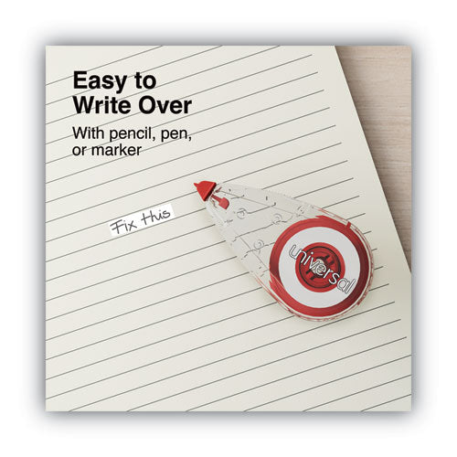 Correction Tape, Mini Economy, Non-refillable, Clear/red Applicator, 0.25" X 275", 10/pack