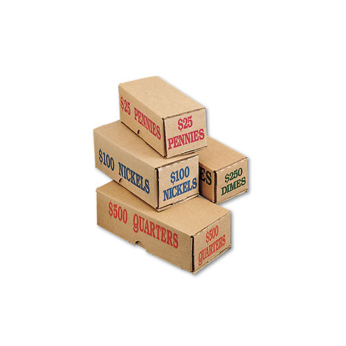 Corrugated Cardboard Coin Storage And Shipping Boxes, Denomination Printed On Side, 9.38 X 4.63 X 3.69, Blue
