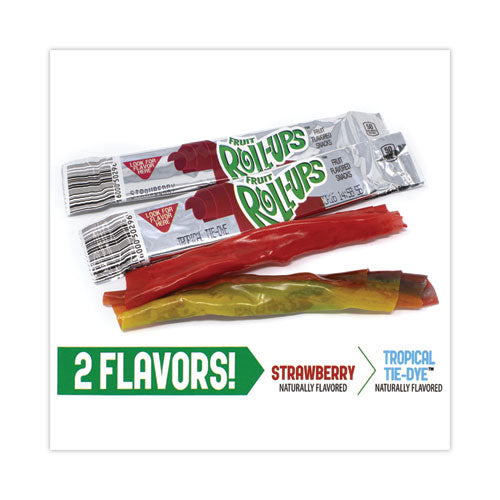 Fruit Roll-ups Fruit Snacks, Strawberry And Tropical Tie-dye Flavors, 0.5 Oz, 72 Pouches/box, Ships In 1-3 Business Days