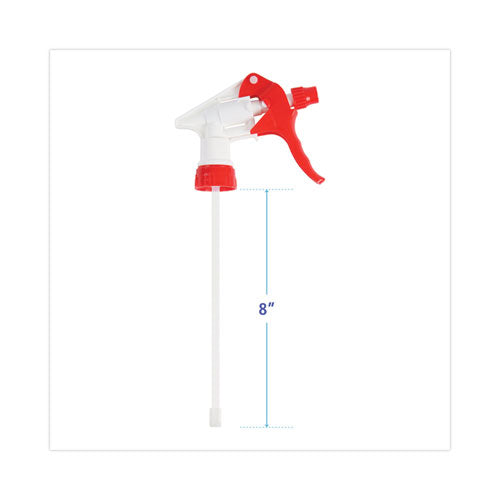 Trigger Sprayer 250, 8" Tube, Fits 16-24 Oz Bottles, Red/white, 24/carton