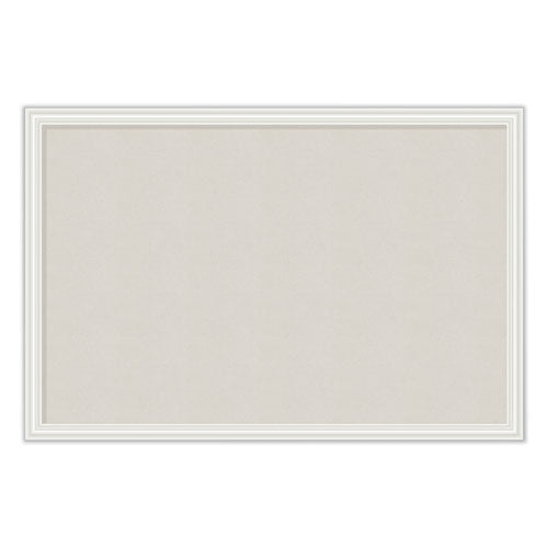 Linen Bulletin Board With Décor Frame, 30 X 20, Natural Surface, White Wood Frame