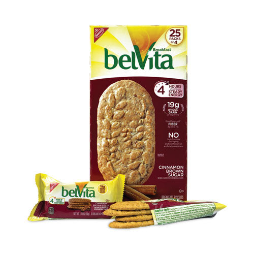 belVita Breakfast Biscuits, Cinnamon Brown Sugar, 1.76 oz Pack, 25 Packs/Carton, Ships in 1-3 Business Days belVita Breakfast Biscuits, Cinnamon Brown Sugar, 1.76 oz Pack, 25 Packs/Carton, Ships in 1-3 Business Days