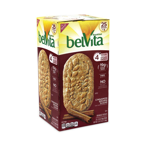 belVita Breakfast Biscuits, Cinnamon Brown Sugar, 1.76 oz Pack, 25 Packs/Carton, Ships in 1-3 Business Days belVita Breakfast Biscuits, Cinnamon Brown Sugar, 1.76 oz Pack, 25 Packs/Carton, Ships in 1-3 Business Days