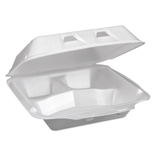 Foam Hinged Lid Container, Single Tab Lock, 5.13 X 5.13 X 2.5, White, 500/carton