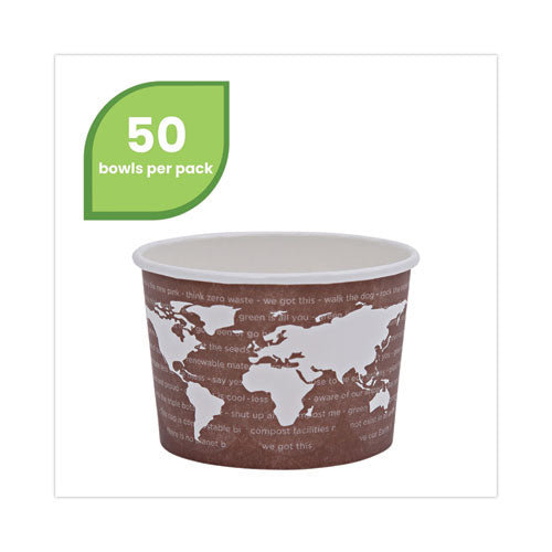 World Art Renewable And Compostable Food Container, 8 Oz, 3.04 Diameter X 2.3 H, Brown, Paper, 50/pack, 20 Packs/carton