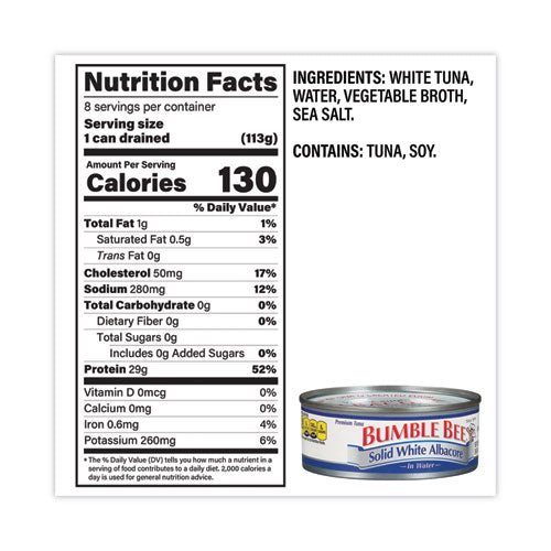 Solid White Albacore Tuna In Water, 5 Oz Can, 8 Count, Ships In 1-3 Business Days