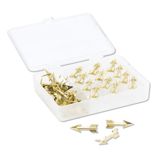 Fashion Push Pins, Steel, Gold, 0.38", 36/pack