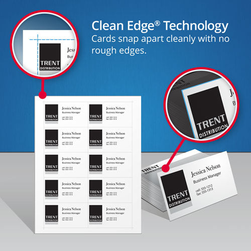 Print-to-the-edge True Print Business Cards, Inkjet, 2 X 3.5, White, 160 Cards, 8 Cards Sheet, 20 Sheets/pack
