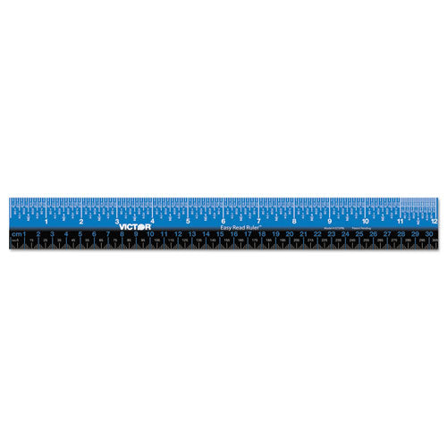 Easy Read Stainless Steel Ruler, Standard/metric, 18".25 Long, Blue