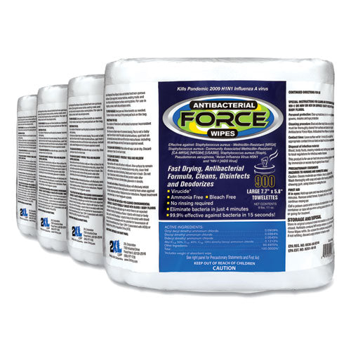 Force Disinfecting Wipes Refill, 6 X 8, Unscented, White, 900/pack, 4/carton