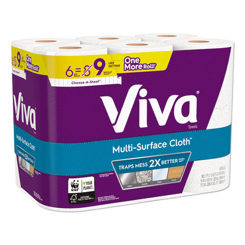 Multi-surface Cloth Choose-a-sheet Kitchen Roll Paper Towels 2-ply, 11 X 5.9, White, 83/roll, 6 Rolls/pack, 4 Packs/carton