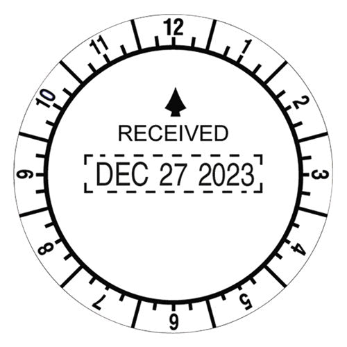 Time And Date Received Round Stamp, Conventional, 2" Diameter