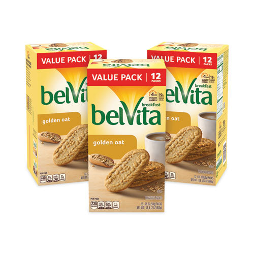 Belvita Breakfast Biscuits, Golden Oat, 1.76 Oz Pack, 12 Packs/box, 3 Boxes, Ships In 1-3 Business Days